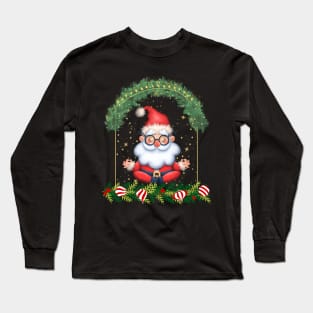 Cool Santa Meditating Design Long Sleeve T-Shirt